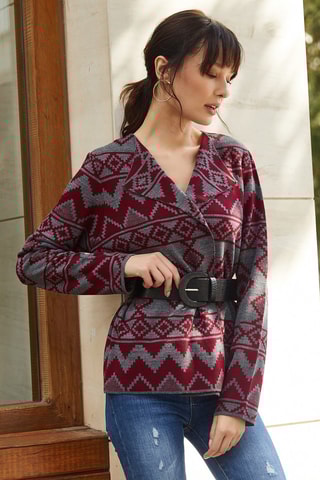 Cardigan - Rosso e grigio