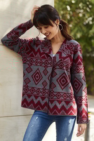 Cardigan - Rosso e grigio