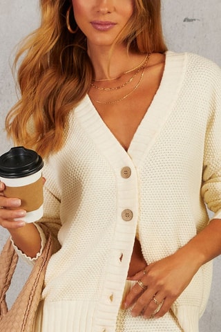 Cardigan - Bianco e marrone