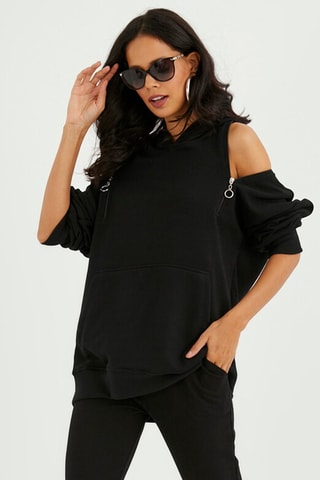 Felpa con cappuccio - Nero