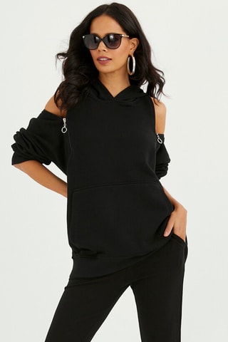 Felpa con cappuccio - Nero