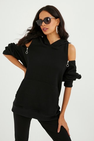 Felpa con cappuccio - Nero