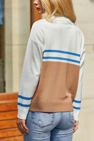 Maglia - Ecrù, blu e cammello