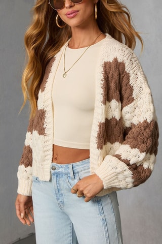 Cardigan - Beige e marrone