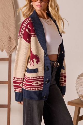 Cardigan - Navy e rosso