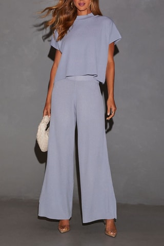 Blusa e pantaloni a vita alta - Grigio