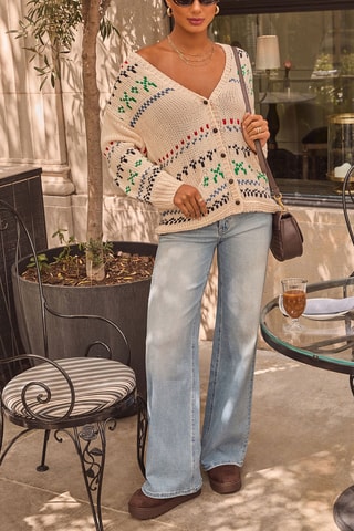 Cardigan  - Ecrù e verde