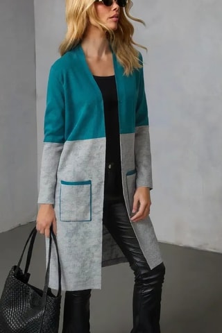 Cardigan lungo  - Verde e grigio