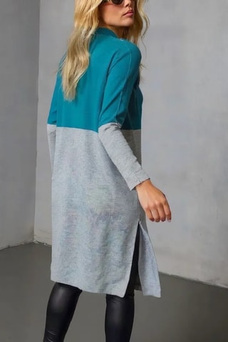 Cardigan lungo  - Verde e grigio