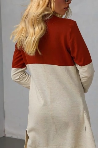 Cardigan lungo  - Rosso e beige