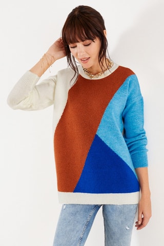 Maglia - Bianco, blu e marrone