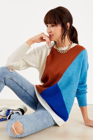 Maglia - Bianco, blu e marrone