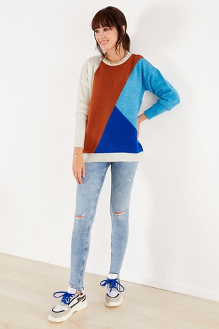 Maglia - Bianco, blu e marrone