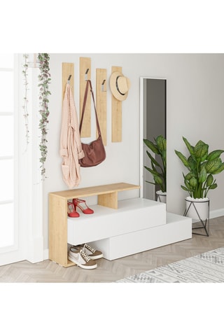 Ensemble d’entrée Ramda - Blanc et imitation chêne