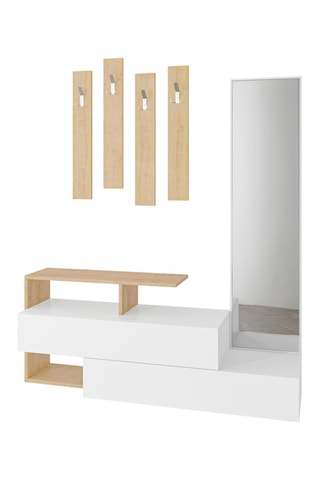 Ensemble d’entrée Ramda - Blanc et imitation chêne