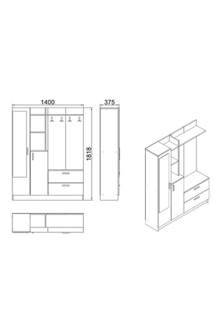 Meuble d'entrée 2 portes Gris et imitation bois