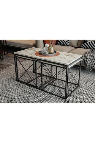 3 tables gigognes - 100 x 52 x 50 / 2 pièces de 45 x 52 x 45 cm