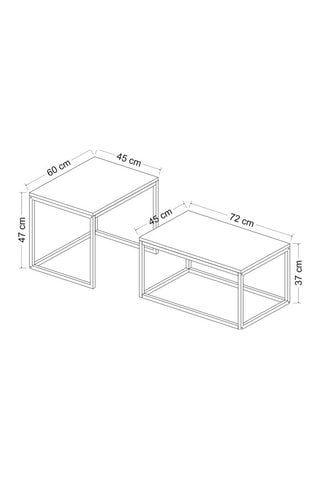 2 tables gigognes Leka - 45 x 47 x 60 / 72 x 37 x 45 cm