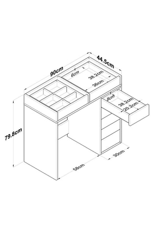 Coiffeuse 7 tiroirs BJ107 - 90 x 79,8 x 44,5 cm