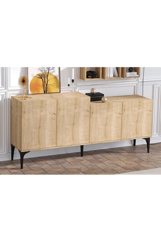 Buffet 4 portes et 3 étagères murales Imitation bois