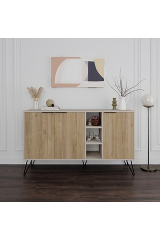 Buffet 3 portes Clara - Imitation bois et beige