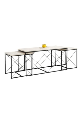 3 tables basses Defne - Ecru et noir