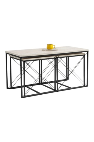 3 tables basses Defne - Ecru et noir