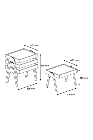 3 tables basses empilables Roma - Blanc et imitation bois