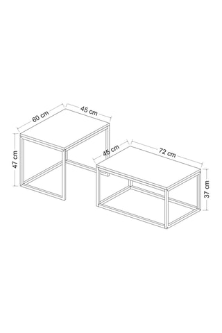Table basse Leka - 72 x 37 x 45 / 60 x 47 x 45 cm