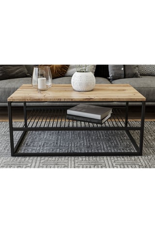 Table basse Asude - Noir et imitation bois