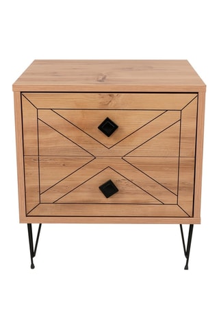 Table de chevet 2 tiroirs Imitation pin