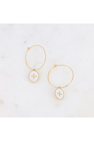 Boucles d'oreilles - Doré et blanc