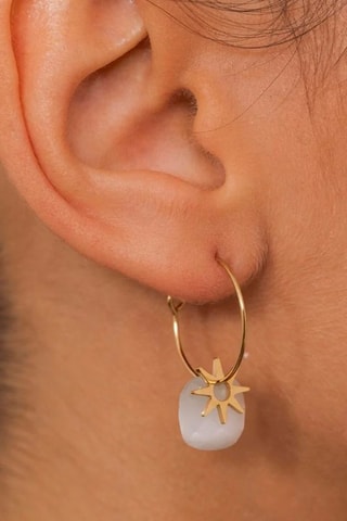 Boucles d'oreilles - Doré et blanc