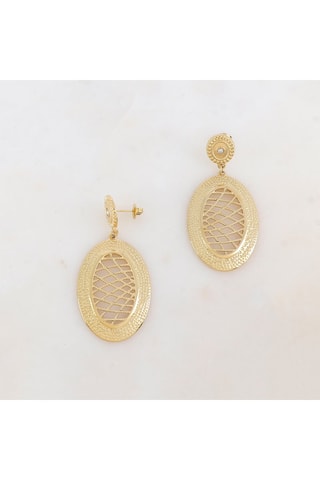 Boucles d’oreilles - Doré et blanc