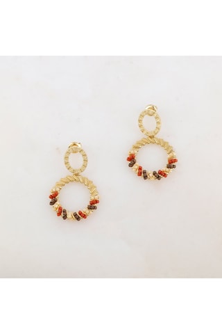 Boucles d'oreilles - Doré et rouge