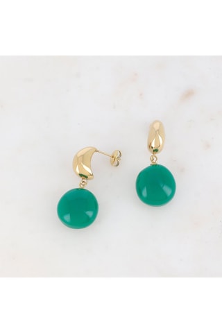 Boucles d'oreilles - Doré et vert