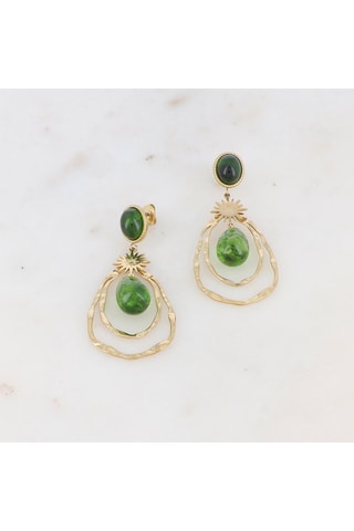 Boucles d'oreilles - Doré et vert foncé