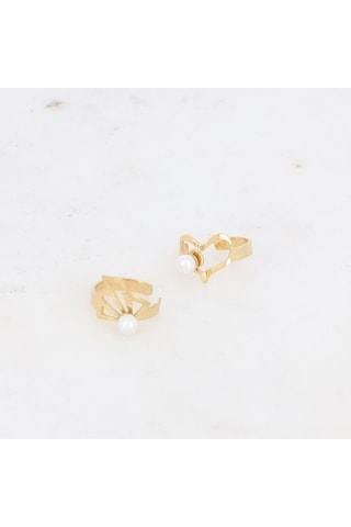 2 earcuffs - Doré et blanc