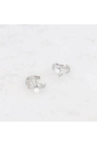 2 earcuffs - Argenté et blanc