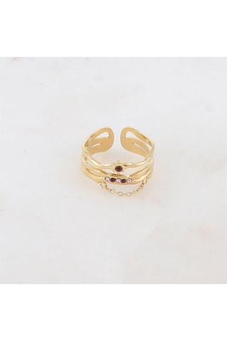 Bague - Doré et bordeaux