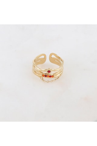Bague - Doré et rouge