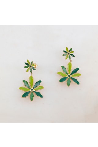 Boucles d’oreilles - Doré et vert clair