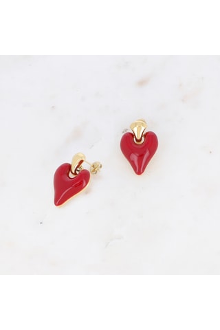 Boucles d'oreilles - Doré et rouge