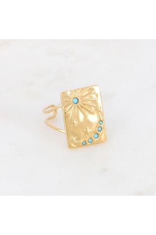 Bague - Doré et turquoise