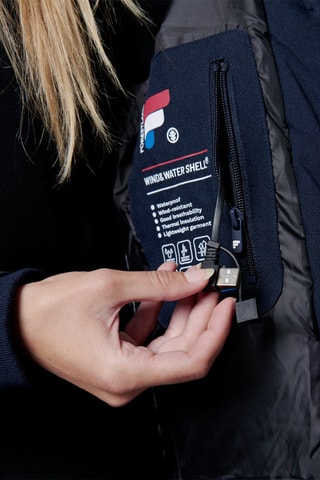 Parka batterie chauffante à capuche Black Megève Heat - Bleu marine