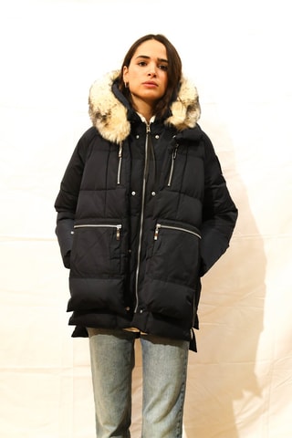 Doudoune matelassée à capuche 3 Vallées - Bleu marine