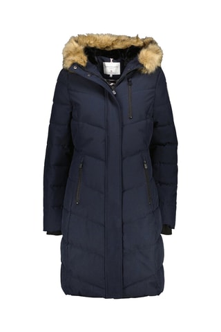 Doudoune matelassée longue à capuche Piau - Bleu marine