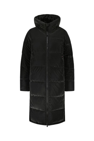 Doudoune longue matelassée à capuche Mongie - Noir brillant