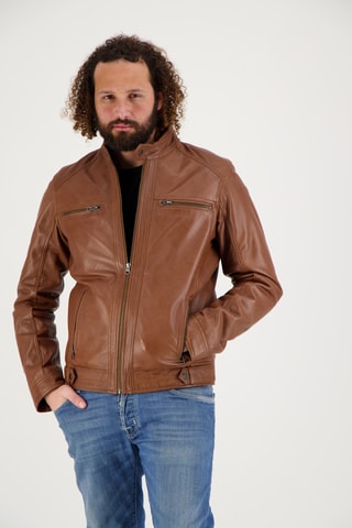 Veste en cuir d’agneau Dhoni - Marron