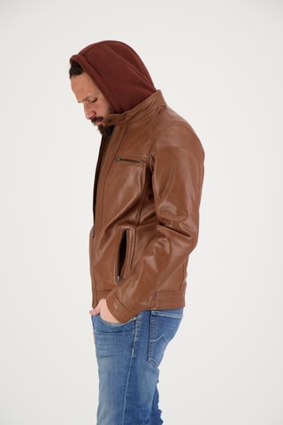 Veste en cuir d’agneau Dhoni - Marron